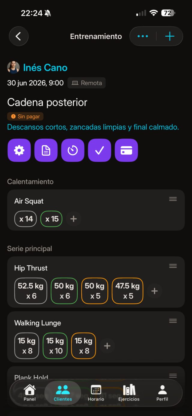 Dirigir un entrenamiento